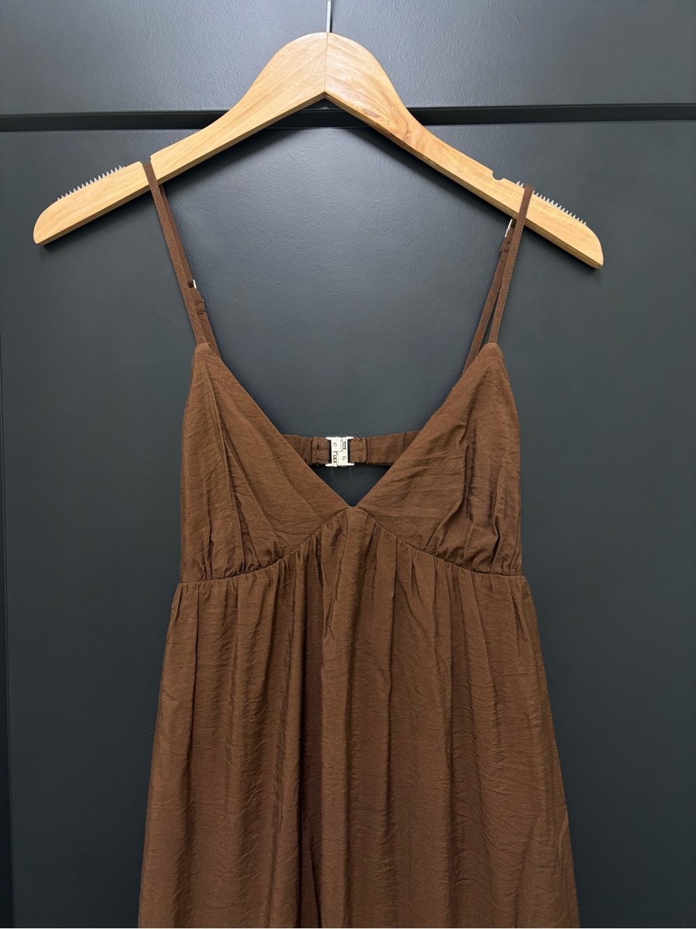 Abercrombie & Fitch Brown Bra Free Clasp Back Flowy Maxi Dress Palm Tree - Picture 4 of 9